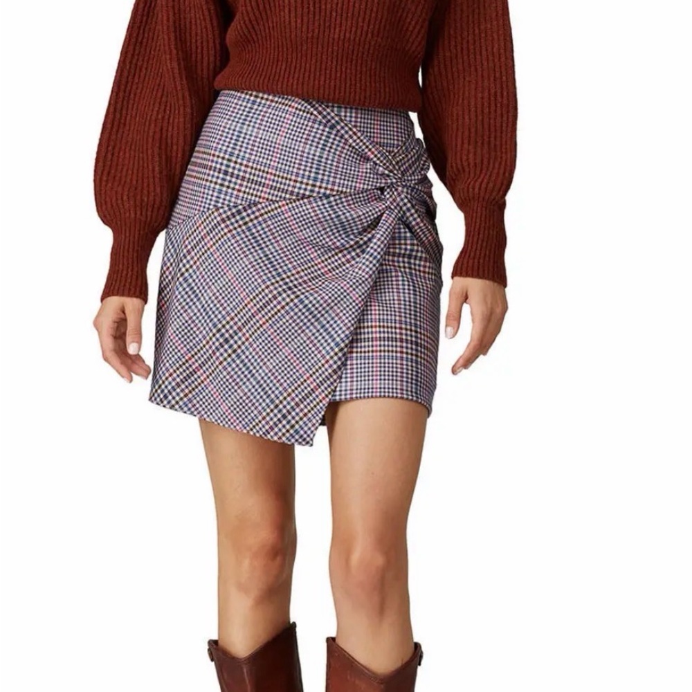Parker Asymmetrical Plaid Skirt - Multicolor